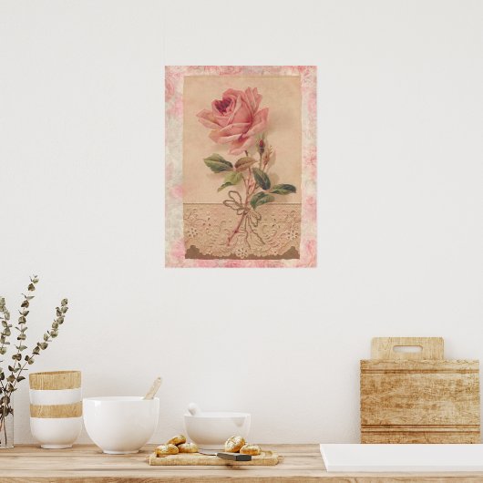Franse Victoriaans roze roze roze Poster (Keuken)