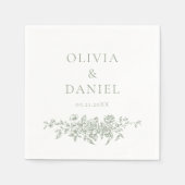 Franse Victoriaans Sage Green Wedding  Bloemen Servet (Voorkant)