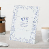 Franse Victoriaans toneelbalk, blauw en wit Reclamebord Met Voetstuk (Insitu)