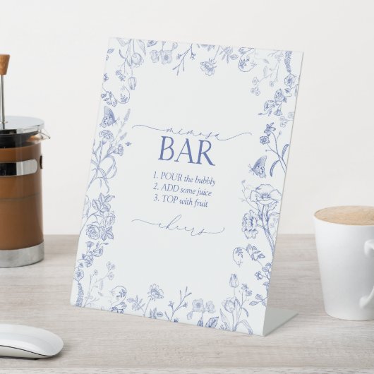 Franse Victoriaans toneelbalk, blauw en wit Reclamebord Met Voetstuk (Insitu)