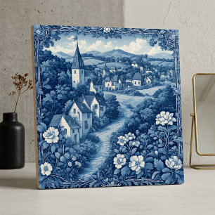 Franse Villa Diepblauw Bewolkt Landelijk Plattelan Tegeltje