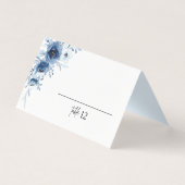 Franse Vintage Blauwe Bloemen Trouwplaats Kaart (Voorkant)
