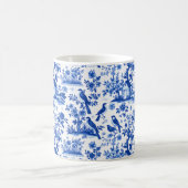 Franse vintage blauwe en witte bloemencoffiemok koffiemok (Center)