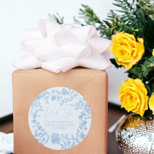 Franse vintage bloemige bedankje bruidsdouche ronde sticker