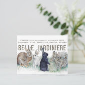 Franse Vintage Bunny Rabbit Paaslente Briefkaart (Staand voorkant)