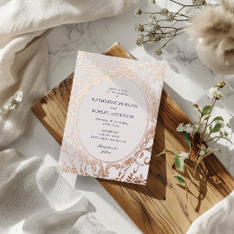 Franse Vintage Elegante Bloemenbruiloft Folie Uitnodiging