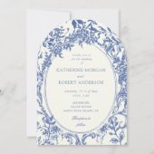 Franse Vintage Elegante Bloemenbruiloft Kaart (Voorkant)