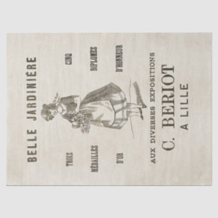 Franse Vintage Gardener Lady Typography Decoupage Tissuepapier