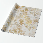 Franse Vintage Gold Floral Cadeaupapier (Uitgerold)