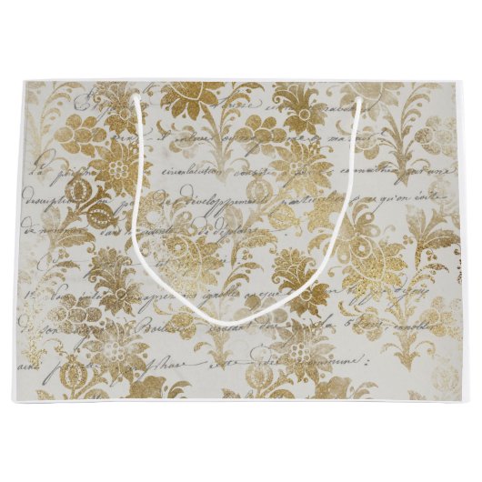 Franse Vintage Gold Floral Groot Cadeauzakje (Voorkant)