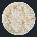 Franse Vintage Gold Floral Keramische Knop<br><div class="desc">Het prachtige Franse  ontwerp heeft een achtergrond van krullend schrijven met elegante gouden bloemen en stengels.</div>