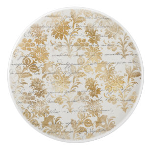 Franse Vintage Gold Floral Keramische Knop