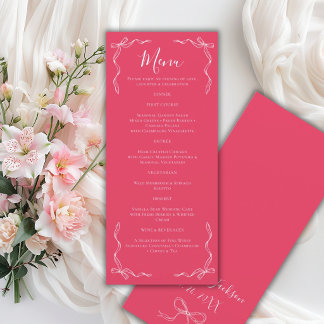 Franse Vintage Handgetekende Roos Bloemblad Roze B Menu