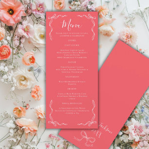 Franse Vintage Handgetekende Verse Aardbei Bruilof Menu