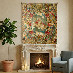 Franse Vintage Juweeltonen Levendig Antiek Wandkleed