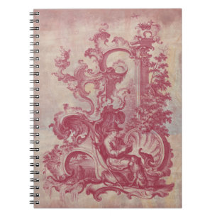 Franse Vintage Patina Red Toile Pompei-kleuren Notitieboek