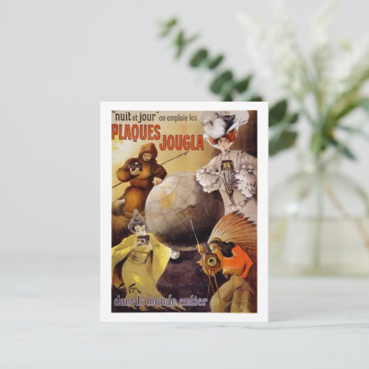 Franse Vintage Poster teruggezet Briefkaart (Staand voorkant)