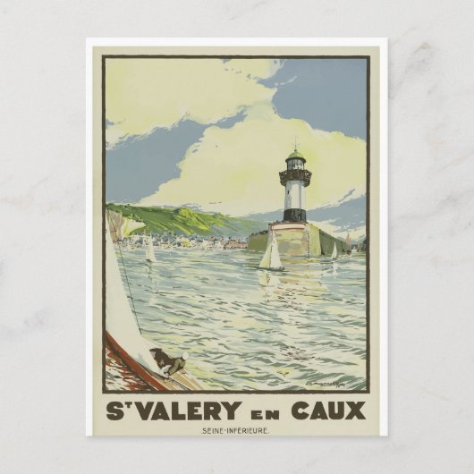 Franse vintage reisposter St Valery en Caux Briefkaart (Voorkant)