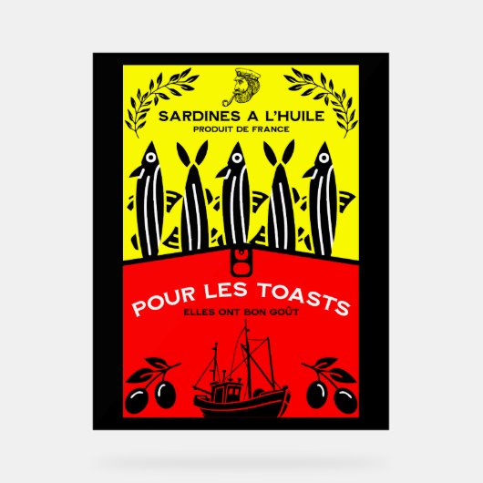 Franse Vintage Sardine Keuken Acryl Bord (Voorkant)