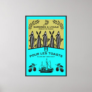 Franse Vintage Sardine Keuken Canvas Afdruk