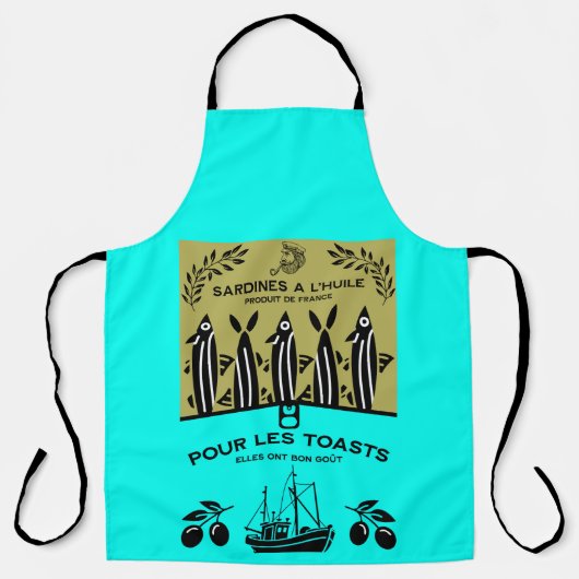 Franse Vintage Sardine Keuken Schort (Voorkant)