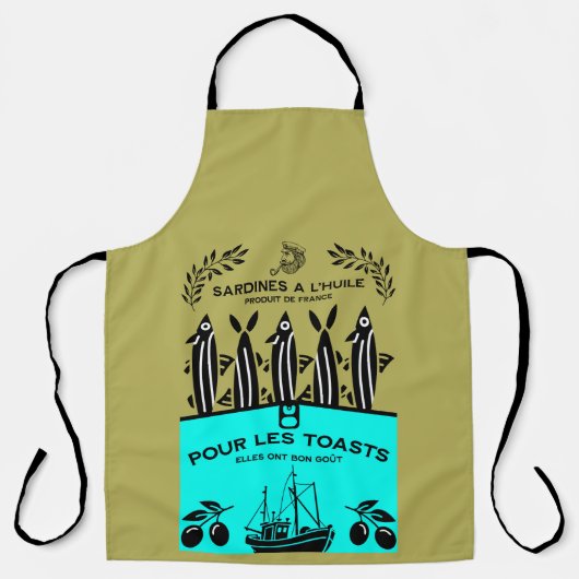 Franse Vintage Sardine Keuken Schort (Voorkant)