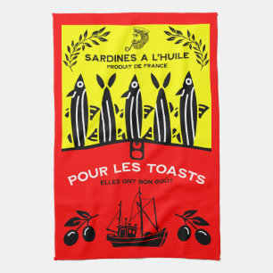 Franse Vintage Sardine Keuken Theedoek