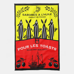 Franse Vintage Sardine Keuken Theedoek