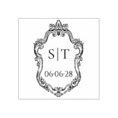 Franse Vintage Trouw Monogram Crest Rubberstempel (Afrduk)