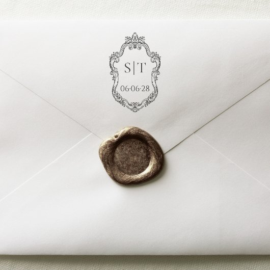 Franse Vintage Trouw Monogram Crest Rubberstempel