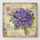 Franse Vintage Violet Landklokklokkor Vierkante Klok (Voorkant)