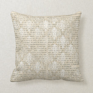 Franse Vintage Witte Damast Krantenpapier Kussen