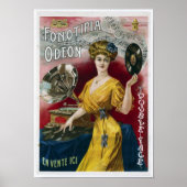 Franse Vinyl Record speler Adverteren Poster (Voorkant)