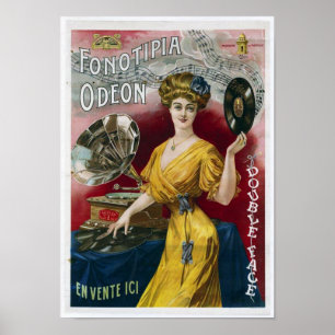  Franse Vinyl Record speler Adverteren Poster