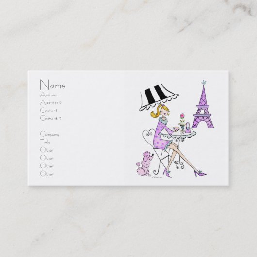 Franse Visitekaartjes van Cafe Girl (Voorkant)