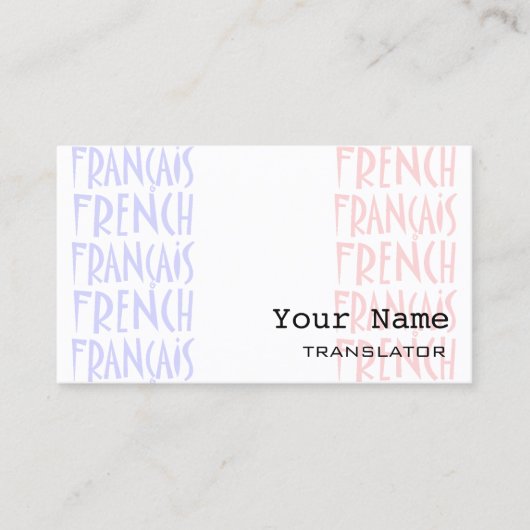 Franse Visitekaartjes voor vertalers of tolken (Voorkant)