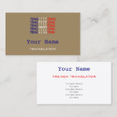 Franse Visitekaartjes voor vertalers of tolken (Voorkant / Achterkant)