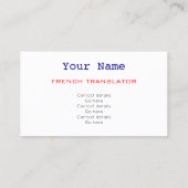 Franse Visitekaartjes voor vertalers of tolken (Achterkant)