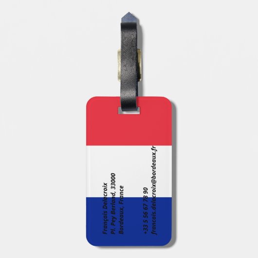 Franse vlag bagagelabel (Achterkant verticaal)