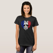 Franse vlag Bastille Day 2 Little Birds Love Heart T-shirt (Voorkant volledig)