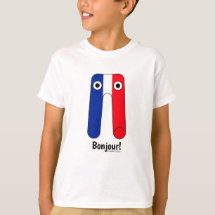 Franse vlag Blauw Wit Rood Bonjour! T-shirt