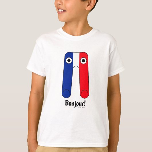 Franse vlag Blauw Wit Rood Bonjour! T-shirt (Voorkant)
