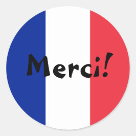 Franse Vlag Dank Je Merci! Ronde Sticker