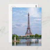 Franse vlag die wappert in het midden van de Eiffe Briefkaart (Voorkant / Achterkant)