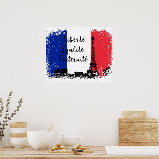 Franse vlag Egaliteé Fraternité eiffel Poster (Keuken)