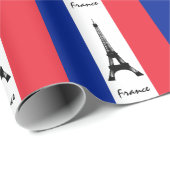 Franse vlag, Eiffel en Franse geschenken/sportlief Cadeaupapier (Rol Hoek)