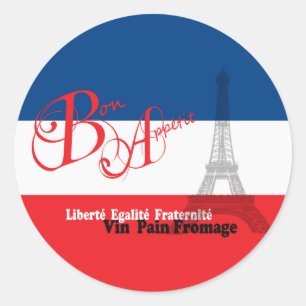 Franse vlag Eiffel Tower Bon Appetit Ronde Sticker