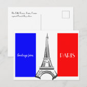 Franse vlag Eiffel Tower Briefkaart (Voorkant / Achterkant)