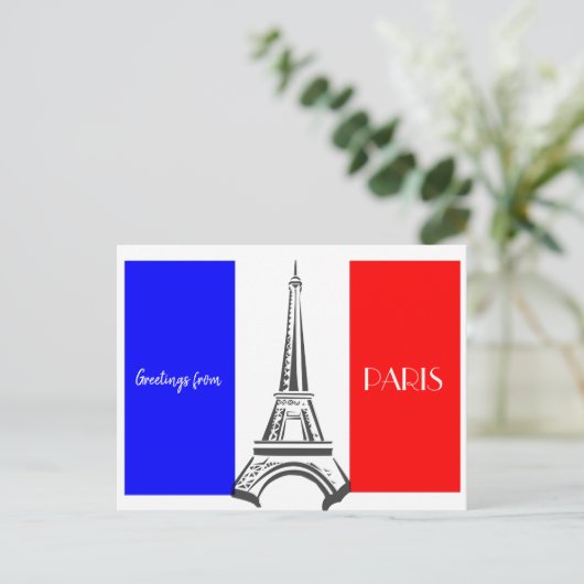 Franse vlag Eiffel Tower Briefkaart (Staand voorkant)