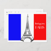 Franse vlag Eiffel Tower Briefkaart (Voorkant / Achterkant)